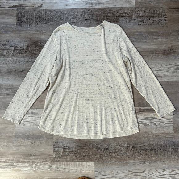 J. Jill Shirttail Tee Cream Cotton Long Sleeve Soft Knit Casual Top Petite P - Picture 1 of 5